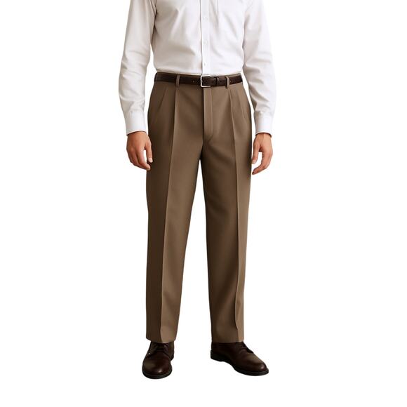 Vintage 80s–90s Racquet Club Men’s Dress Pants 33x30 Pleated Front Taupe Brown - Picture 1 of 7